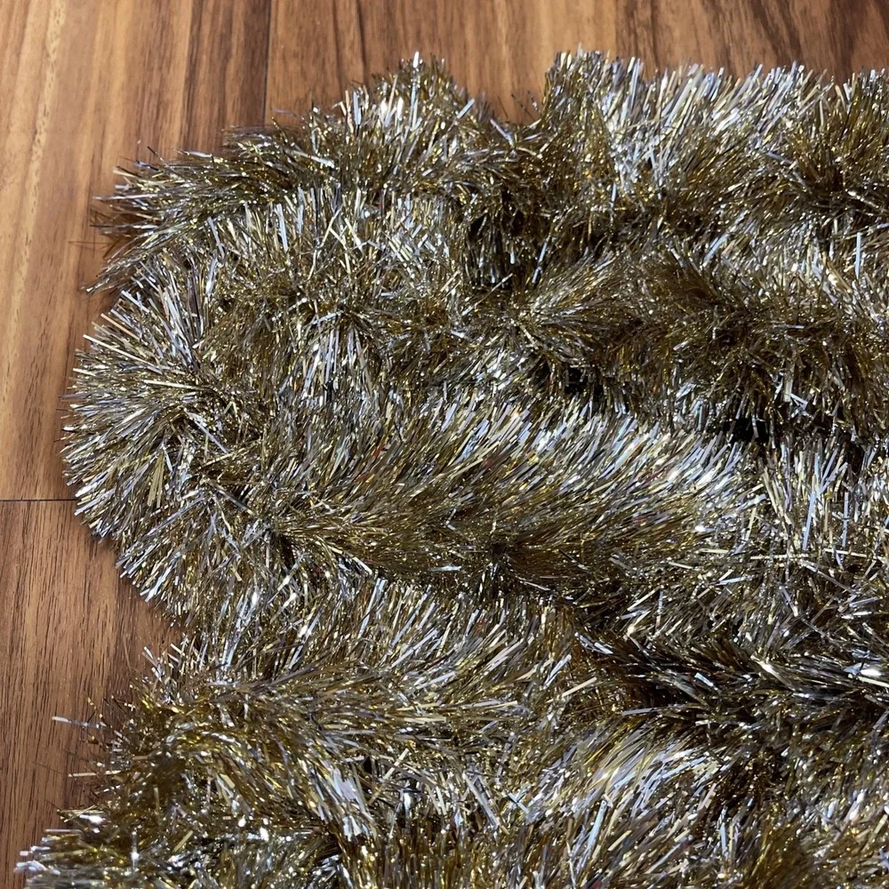 Vtg MCM Christmas Double Glo‎ Tinsel Garland Soft Fluffy gold Silver 24ft Mix